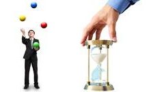 Illustration of a clock with a stopwatch symbolizing a crash course in project management