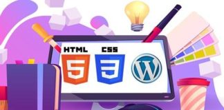 Person learning web design with HTML, CSS, and WordPress using a computer and a notepad