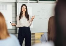 Essential Presentation Skills for Beginners A person giving a presentation with engaging visuals