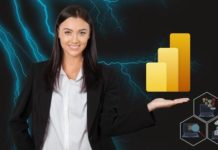 Image showing a person presenting data using PowerBI