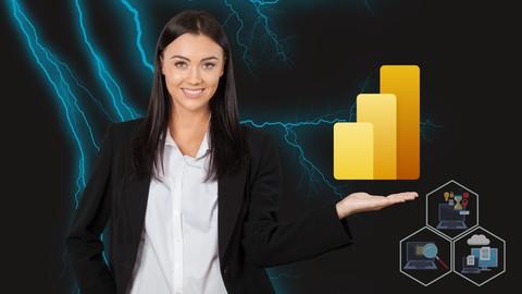 Image showing a person presenting data using PowerBI