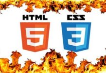 HTML and CSS code on computer screen