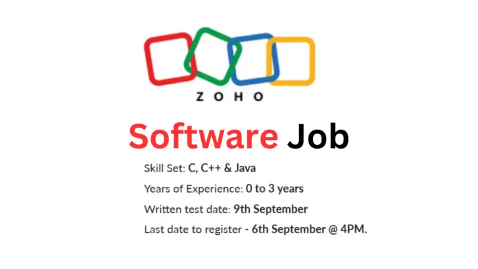Zoho Software Developer Jobs: Don't Miss the Last date to apply-6 September