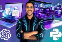 Accelerate Learning Python and AI: Speed Coding Tutorial Illustration of computer code and AI symbols