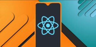 Image of a person coding on a laptop with React Native logo