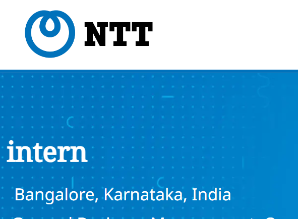 NTT Internships 2023: Bangalore Students Job