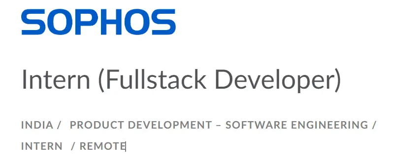 Full Stack Development Internship 2023 by Sophos