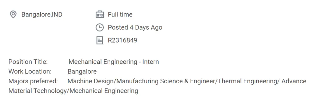 Mechanical Engineering Internship for 4th year students