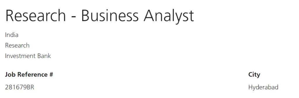 Business Analyst Jobs in India 2023 by UBS
