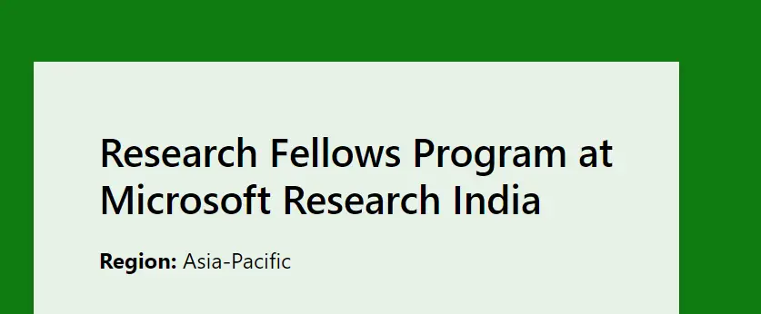 Microsoft Research Jobs for 2023 and 2024 Batch |Research Fellows Program
