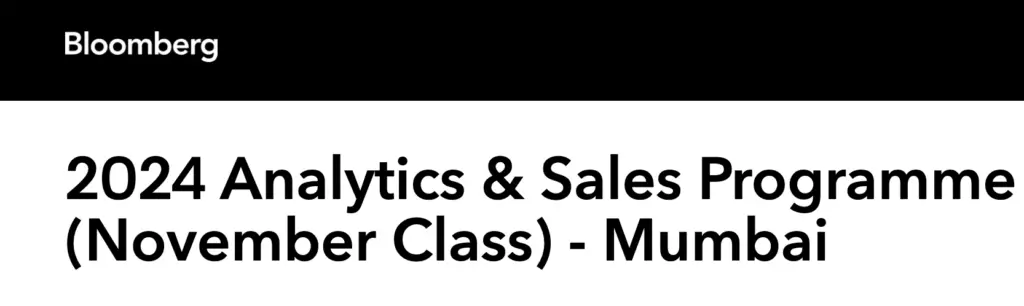 2024 Analytics & Sales Programme (November Class) - Mumbai
