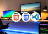 A collage of HTML and CSS code snippets with vibrant web project examples representing mastery in web design.