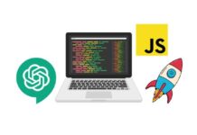 A creative illustration depicting JavaScript coding mastery with ChatGPT assistance and a free coupon offer.