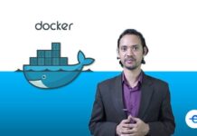 Docker Mastery course with visuals representing containerization and cloud computing, highlighting free Udemy coupon.