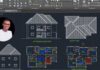 A detailed visualization of a 2D floor plan in AutoCAD showcasing various architectural elements and annotations.