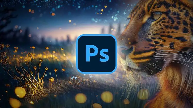 A person editing an image on Adobe Photoshop, showcasing advanced tools and AI features for mastery.