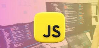 Master JavaScript course banner featuring coding elements and free coupon offer