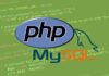 A developer coding in PHP and MySQL on a laptop, showcasing dynamic website creation.