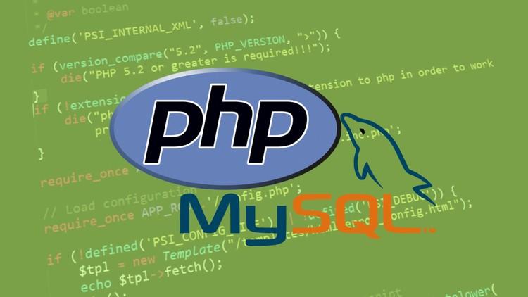 A developer coding in PHP and MySQL on a laptop, showcasing dynamic website creation.