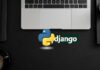 A visually appealing graphic featuring Python and Django logos with a banner indicating a free Udemy coupon for beginners.