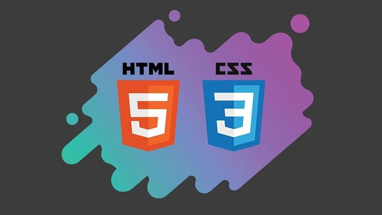 A sleek and modern computer screen displaying an HTML and CSS web design course interface.