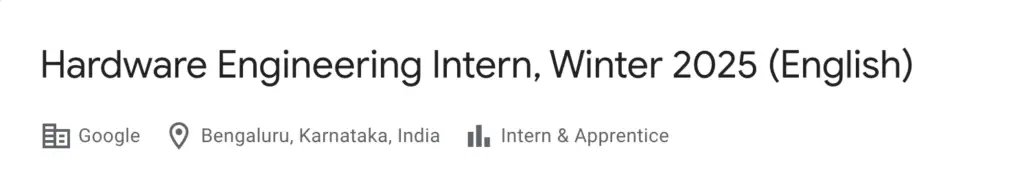 Google Winter Internship 2025