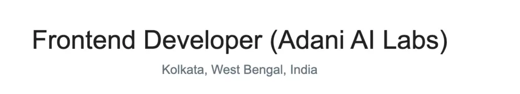 Adani Job Openings for Freshers | Frontend Developer Jobs 2024