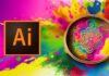 A visually engaging graphic showcasing Adobe Illustrator tools and features for a complete beginner to advanced course