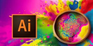 A visually engaging graphic showcasing Adobe Illustrator tools and features for a complete beginner to advanced course