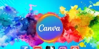 A vibrant graphic showcasing Canva features for social media design, including templates and tools.