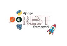 An illustration of Django REST Framework logo integrated with API symbols representing modern web development.