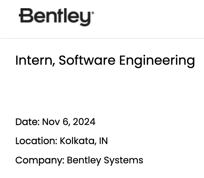 Bentley Off Campus Drive for 2025 Batch | Internships