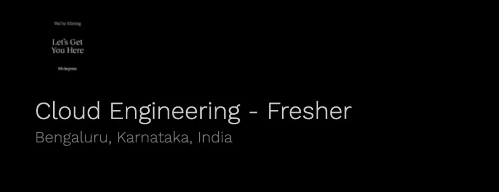 Cloud Engineering Fresher's Job in India by 66degrees