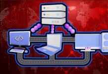 An illustration of Java code and network symbols representing TCP/IP concepts for a free course.