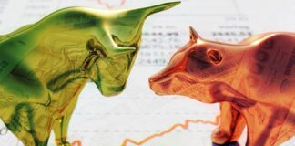 A collage of forex trading charts, currencies, and a computer setup representing a Forex Trading Course.