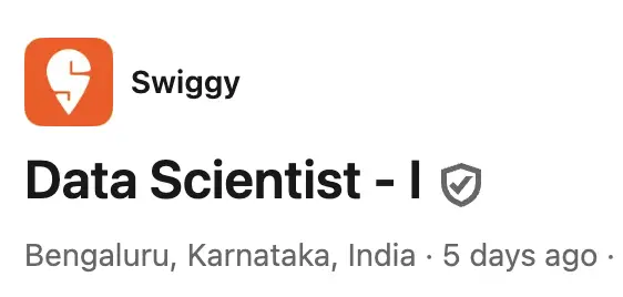 Swiggy Data Scientist Jobs