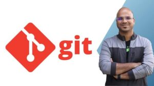 A beginner exploring Git concepts with a laptop and coding notes, featuring a free Udemy course coupon.