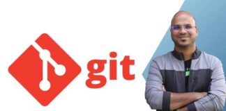 A beginner exploring Git concepts with a laptop and coding notes, featuring a free Udemy course coupon.