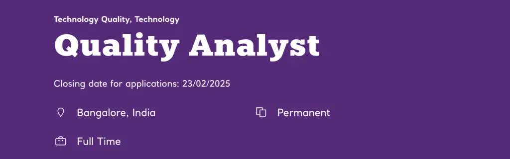 Natwest is Hiring Quality Analyst | Bangalore Jobs for Freshers 2025