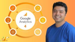 Feature image for Complete Guide to Google Analytics 4 - 2024 Edition showcasing course highlights and Udemy coupon.