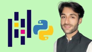 A person coding in Python with Pandas, showcasing data analysis and visualization techniques.