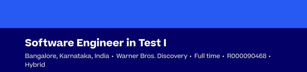 Warner Bros is Hiring Software Engineer in Test I | Entry Level Jobs