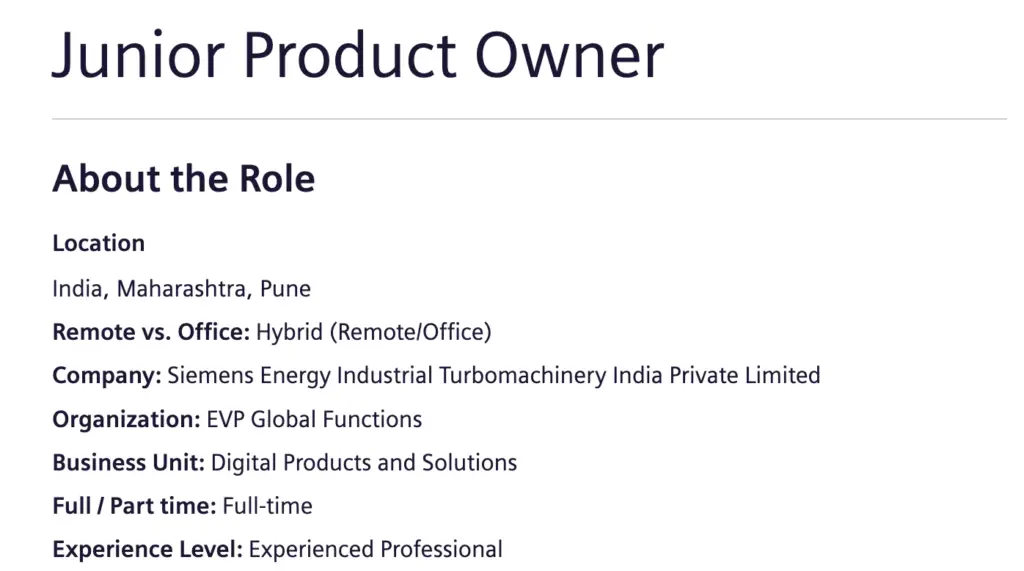Siemens Energy is Hiring Junior Product Owner | Graduates Job Openings 2025