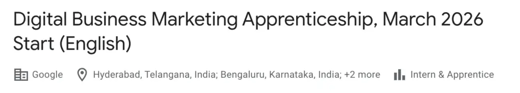Google Digital Business Marketing Apprenticeship, March 2026 Start (English)