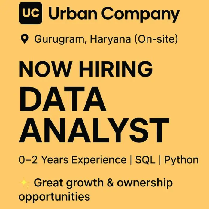 Urban Company is Hiring Data Analyst | Freshers Job 2025