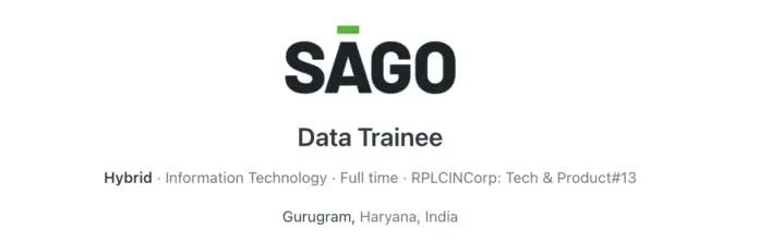 SAGO is Hiring Data Trainee | Job Openings 2025 for Freshers